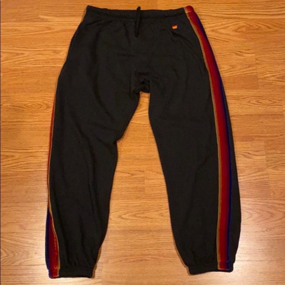 Aviator Nation Black Sweatpants with Velvet Stripe